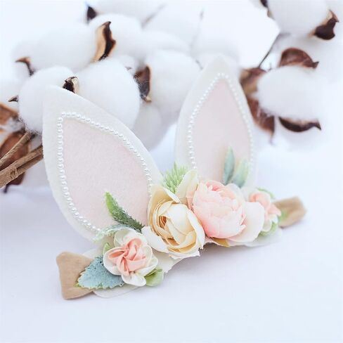Baby Girl Floral Easter Bunny Nylon Headband Flower Elastic Hairband Bows Wraps For Newborn Infant Toddler Hair Accessories (RTA001) in Saudi Arabia
