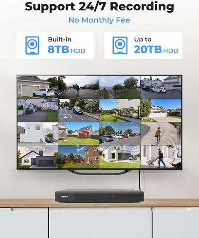 نظام كاميرا أمان H.VIEW 4K 32 قناة NVR PoE 8 تيرابايت، اكتشاف المركبات البشرية بالذكاء الاصطناعي، مفتاح PoE 24 منفذًا، كاميرات IP PoE الصوتية التجارية الخارجية 20 × 8 ميجابكسل، اكتشاف الذكاء الاصطناعي، المراقبة للأعمال in Saudi Arabia