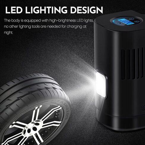 1pc 150PSI Portable Digital Tire Inflator Pump for Car and Motorcycle - Auto-Off w/LED Lights 12V Corded Air Pump in Kuwait