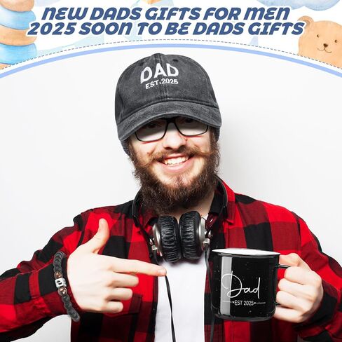 9 Pcs New Dads Gifts for Men 2025 Soon to Be Dads Gifts Daddy to Be Bracelet Hat Mug Decision Coin Baby Gloves Socks and Bodysuit Set Greeting Card for First Time Expecting Daddy in Saudi Arabia
