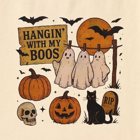Toddler Baby Girls Boys Halloween T Shirt Retro Ghost Pumpkin Graphic Shirt Hanging with My Boos Tee Spooky Vibes Top in Saudi Arabia