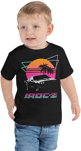 الرجعية الثمانينيات من القرن العشرين كامارو IROC-Z Toddler Short Sleeve Tee Black in Kuwait