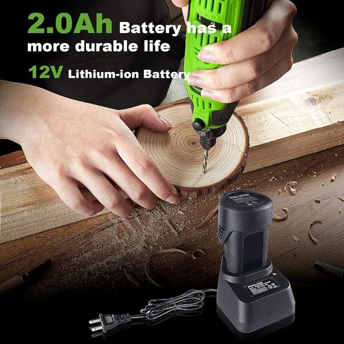 PHALANX 12V Cordless Rotary Tool Kit with Keyless Chuck, 6-Speeds 5000-32000RPM, 119 Accessories with Flex Shaft, Idea for Cutting, Grinding, Wood Carving- Include 2.0AH Battery, Charger (Renewed) in Saudi Arabia