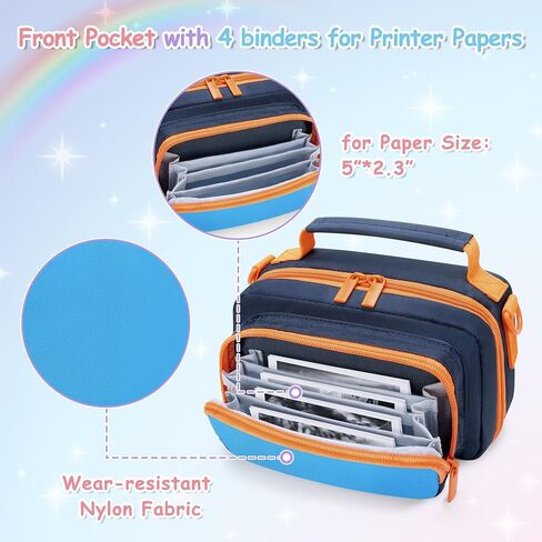 Kids Camera Case Compatible with ESOXOFFOR, Small Children Digital Carrying Bag with Pockets for Accessories, Front Binder Organizer Storage Printer Paper, with Detachable Shoulder Strap, Blue in Saudi Arabia