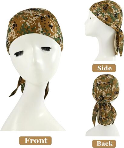 DOCILA 3 Pcs Do Rags for Men Skull Cap Bandana Hat Breathable Helmet Linner Beanie in Kuwait
