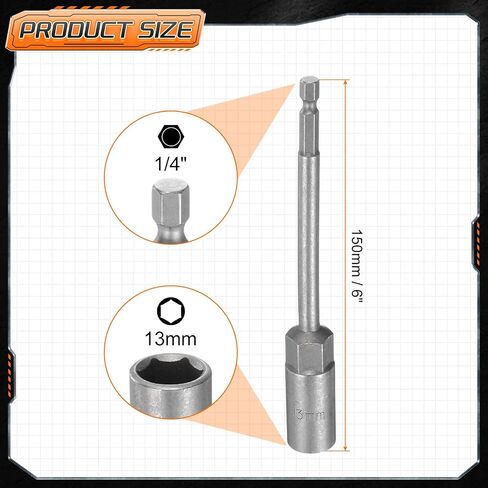 Harfington 3pcs Nut Driver Drill Bit 5.5mm Metric Impact Socket 1/4 "Hex Shank 6" (150mm) Extra Long Cof Point in Saudi Arabia