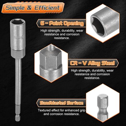 Harfington 3pcs Nut Driver Drill Bit 5.5mm Metric Impact Socket 1/4 "Hex Shank 6" (150mm) Extra Long Cof Point in Saudi Arabia