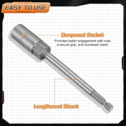 Harfington 3pcs Nut Driver Drill Bit 5.5mm Metric Impact Socket 1/4 "Hex Shank 6" (150mm) Extra Long Cof Point in Saudi Arabia