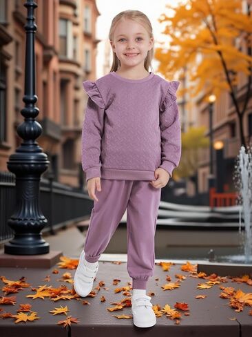 Toddler Girls Outfits Fall Winter Clothes Long Sleeve Ruffle Sweatshirt Pants Set Girl Sweatsuit 2 3 4 5 6 Year in Saudi Arabia