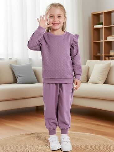Toddler Girls Outfits Fall Winter Clothes Long Sleeve Ruffle Sweatshirt Pants Set Girl Sweatsuit 2 3 4 5 6 Year in Saudi Arabia