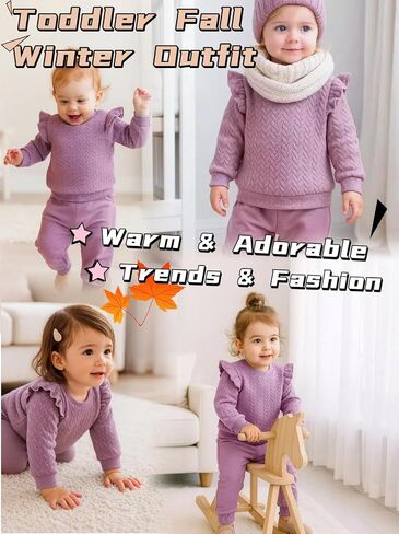 Toddler Girls Outfits Fall Winter Clothes Long Sleeve Ruffle Sweatshirt Pants Set Girl Sweatsuit 2 3 4 5 6 Year in Saudi Arabia
