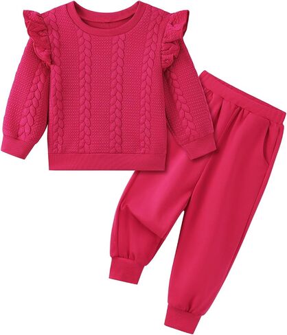 Toddler Girls Outfits Fall Winter Clothes Long Sleeve Ruffle Sweatshirt Pants Set Girl Sweatsuit 2 3 4 5 6 Year in Saudi Arabia