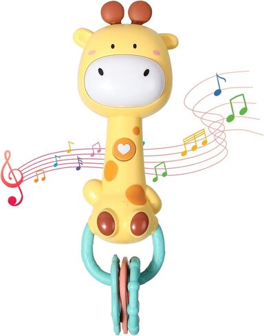 Orzbow Giraffe Teether Toy, Baby Teething Toys & Rattle Ligh-Up, Musical Baby Toy 3-6-12-18 Months, Easy to Grip Sensory Toys for Toddlers Bpa-Free, Boy Gir Birthdays Gift in Saudi Arabia