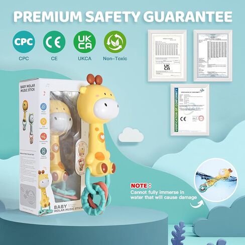Orzbow Giraffe Teether Toy, Baby Teething Toys & Rattle Ligh-Up, Musical Baby Toy 3-6-12-18 Months, Easy to Grip Sensory Toys for Toddlers Bpa-Free, Boy Gir Birthdays Gift in Saudi Arabia