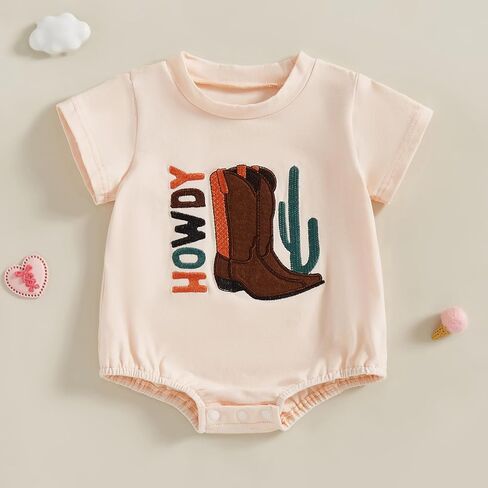 Western Baby Boy Girl Clothes Romper Cow One Piece Oneise Infant Cowboy Cowgirl Bodysuit Tops Newborn Baby Outifts in Kuwait