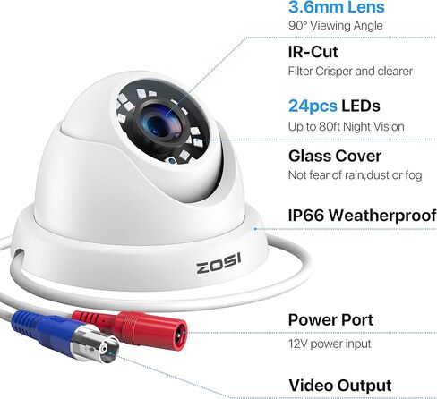 Zosi Full 1080p 16 16 قناة نظام كاميرا أمان المنزل مع اكتشاف مركبات Human AI ، H.265+ DVR مع محرك أقراص ثابتة 4 تيرابايت و 8 × 1080p CCTV DOUM in Saudi Arabia