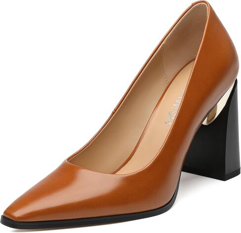 ROSERWISH High Chunky Block Heels for Women, Closed Pointed Toe Slip-On Pumps, Retro Vintage Style, 3.5" Comfortable Dress Shoes for Party, Work, Office, Prom & Wedding in Saudi Arabia