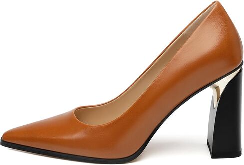 ROSERWISH High Chunky Block Heels for Women, Closed Pointed Toe Slip-On Pumps, Retro Vintage Style, 3.5" Comfortable Dress Shoes for Party, Work, Office, Prom & Wedding in Saudi Arabia