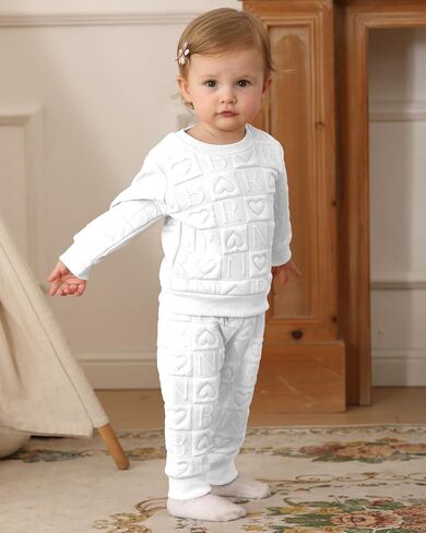 Jecson Toddler Baby Girl Cloths: ملابس دافئة ناعمة وضعت قميصًا مغليًا للقلب والسروال لطيف الخريف الشتاء المنزل 2 مساءً 3M-4T in Kuwait