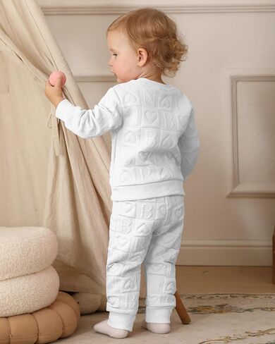 Jecson Toddler Baby Girl Cloths: ملابس دافئة ناعمة وضعت قميصًا مغليًا للقلب والسروال لطيف الخريف الشتاء المنزل 2 مساءً 3M-4T in Kuwait