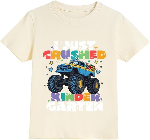 Kindergarten Shirt for Boys Back to School T-Shirts First Day I Just Crushed Kindergarten Monster Truck Tee 3-7 Years in Kuwait