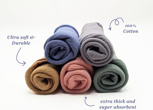 منجم Baby Muslin ، 5 حزمة 100 ٪ من القطن - كبير 12 "× 12" فائق الملابس للأطفال حديثي الولادة الناعمة - ألوان متعددة in Saudi Arabia