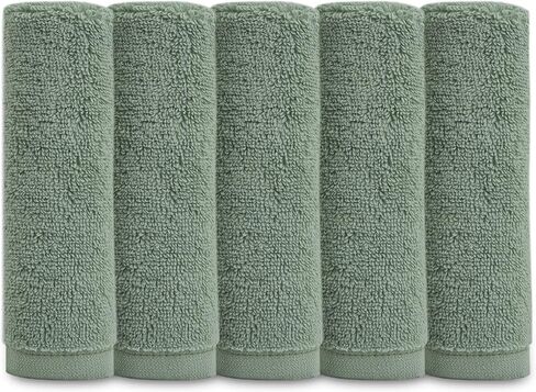 Natemia Organic Baby Washcloths (5 حزمة ، 10 "× 10") - 100 ٪ من القطن العضوي - مناشف ناعمة للبشرة الحساسة - الأولاد ، الفتيات ، المولود الجديد - وقت الاستحمام ، السجل (SAGE) in Kuwait
