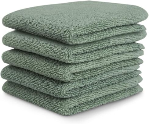 Natemia Organic Baby Washcloths (5 حزمة ، 10 "× 10") - 100 ٪ من القطن العضوي - مناشف ناعمة للبشرة الحساسة - الأولاد ، الفتيات ، المولود الجديد - وقت الاستحمام ، السجل (SAGE) in Kuwait