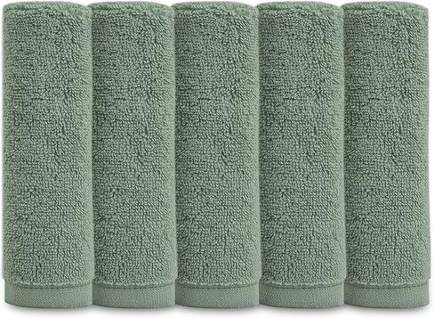 Natemia Organic Baby Washcloths (5 حزمة ، 10 "× 10") - 100 ٪ من القطن العضوي - مناشف ناعمة للبشرة الحساسة - الأولاد ، الفتيات ، المولود الجديد - وقت الاستحمام ، السجل (SAGE) in Kuwait