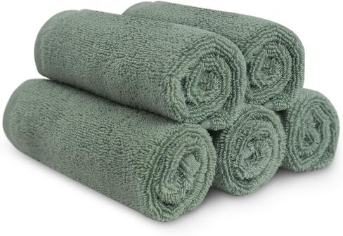 Natemia Organic Baby Washcloths (5 حزمة ، 10 "× 10") - 100 ٪ من القطن العضوي - مناشف ناعمة للبشرة الحساسة - الأولاد ، الفتيات ، المولود الجديد - وقت الاستحمام ، السجل (SAGE) in Kuwait