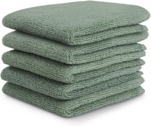 Natemia Organic Baby Washcloths (5 حزمة ، 10 "× 10") - 100 ٪ من القطن العضوي - مناشف ناعمة للبشرة الحساسة - الأولاد ، الفتيات ، المولود الجديد - وقت الاستحمام ، السجل (SAGE) in Kuwait