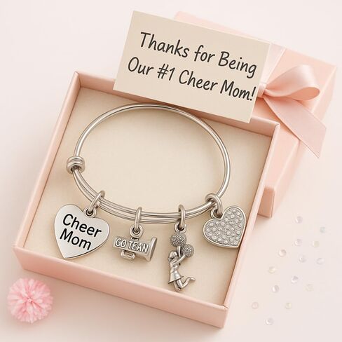 Infinity Collection Cheer Mom Jewelry- Cheer Mom Bracelet - Adjustable Cheer Mom Charm Bracelet- Perfect Cheerleading Mom Gift in Kuwait