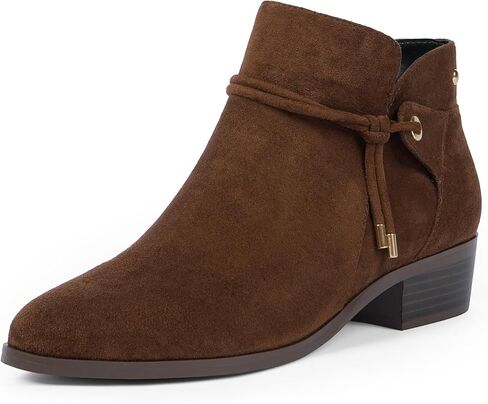 Ankle Boots for Women Low Heel Round Toe Chunky Short Booties with Side Zipper Fall Winter Boots in Kuwait