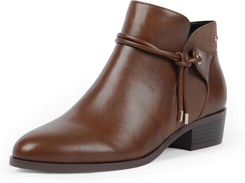 Ankle Boots for Women Low Heel Round Toe Chunky Short Booties with Side Zipper Fall Winter Boots in Kuwait