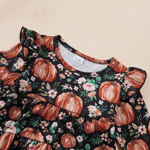 Kislio Toddler Baby Girls Fall Winter Clothes Pumpkin Ghost Shirt Tops Ruffle Pants Set Infant Halloween Outfits 3PCS in Kuwait