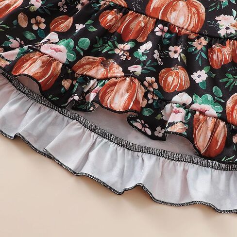 Kislio Toddler Baby Girls Fall Winter Clothes Pumpkin Ghost Shirt Tops Ruffle Pants Set Infant Halloween Outfits 3PCS in Kuwait