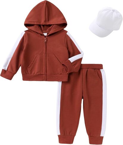 Tiny Cutey Toddler Baby Girl Boy Fall Winter Outfits Long Sleeve Hoodie Sweatshirt Sweatpants Clothes Set Sweat Suit with Cap in Kuwait
