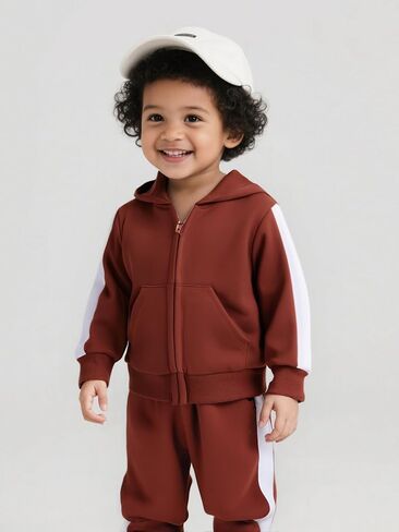 Tiny Cutey Toddler Baby Girl Boy Fall Winter Outfits Long Sleeve Hoodie Sweatshirt Sweatpants Clothes Set Sweat Suit with Cap in Kuwait