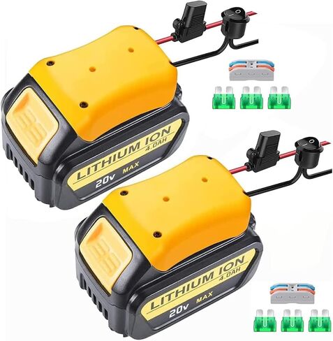 2 Packs Adapter for Dewalt 20V Battery with Fuses & Wire Terminals, 12AWG Wire for Power Wheels Battery Coverter Connector Adapter for Dewalt Power Wheels 20v for DIY RC Car Toys, Robotics & Rc Truck in Kuwait