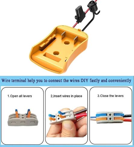 2 Packs Adapter for Dewalt 20V Battery with Fuses & Wire Terminals, 12AWG Wire for Power Wheels Battery Coverter Connector Adapter for Dewalt Power Wheels 20v for DIY RC Car Toys, Robotics & Rc Truck in Kuwait