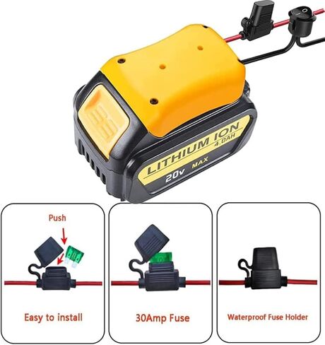 2 Packs Adapter for Dewalt 20V Battery with Fuses & Wire Terminals, 12AWG Wire for Power Wheels Battery Coverter Connector Adapter for Dewalt Power Wheels 20v for DIY RC Car Toys, Robotics & Rc Truck in Kuwait