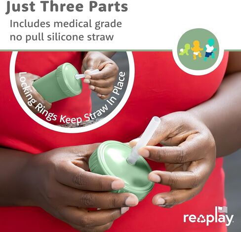 Re-Play 10 oz. Straw Cups for Kids with Silicone Locking Straws - Dishwasher & Microwave Safe - Made in USA - Set of 4-7.37" x 7.37" x 1.25" - Mermaid in Saudi Arabia