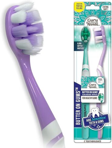 GuruNanda Butter On Gums Toothbrush, ADA Accepted, With 8000+ Ultra Soft Softex Bristles for Sensitive & Receding Gums, Perfect for Whiter Teeth, 6 Ct in Saudi Arabia