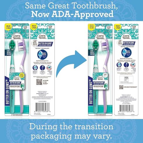 GuruNanda Butter On Gums Toothbrush, ADA Accepted, With 8000+ Ultra Soft Softex Bristles for Sensitive & Receding Gums, Perfect for Whiter Teeth, 6 Ct in Saudi Arabia