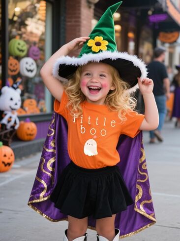 Toddler Girls Halloween Shirt Cute Ghost B00 Tshirt Kids Outfits Short Sleeve Tees Tops 2-7Years in Kuwait
