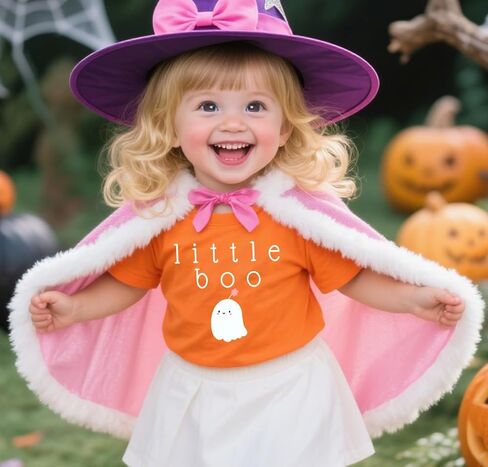 Toddler Girls Halloween Shirt Cute Ghost B00 Tshirt Kids Outfits Short Sleeve Tees Tops 2-7Years in Kuwait