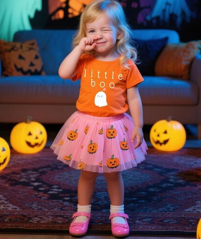 Toddler Girls Halloween Shirt Cute Ghost B00 Tshirt Kids Outfits Short Sleeve Tees Tops 2-7Years in Kuwait