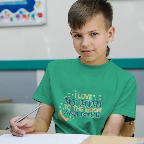 Toddler T-Shirt Love Love I Love My Mimi to the Moon and Back Cotton Moon Boy & Girl Cloths Back Baby Funny Tee Black Design فقط 3T in Saudi Arabia