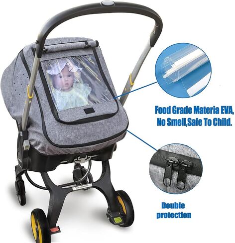 Car Seat Rain Cover,Universal Baby Stroller Accessory for Infant Car Seat Stroller,Waterproof, Windproof Protection,Protect from Dust Snow(Grey) in Kuwait