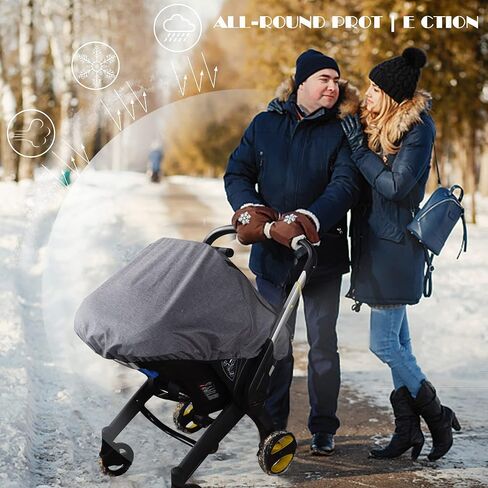 Car Seat Rain Cover,Universal Baby Stroller Accessory for Infant Car Seat Stroller,Waterproof, Windproof Protection,Protect from Dust Snow(Grey) in Kuwait